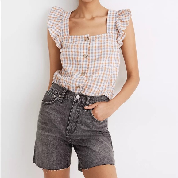 Madewell Pants - Madewell High-Rise Mid-Length Denim Shorts in Brayton Wash